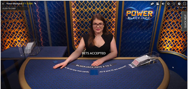 Betting on power blackjack live game