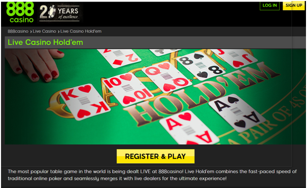 Casino Holdem live game at 888 casino