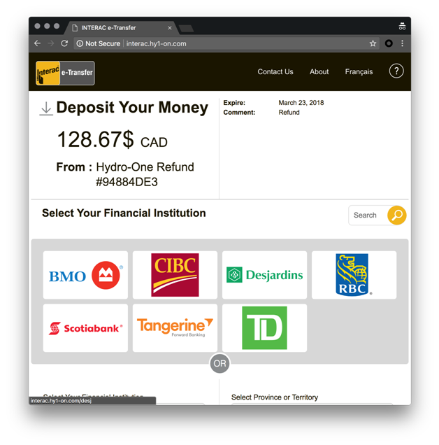 Interac e deposit