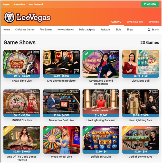 Leo Vegas Live Game Shows