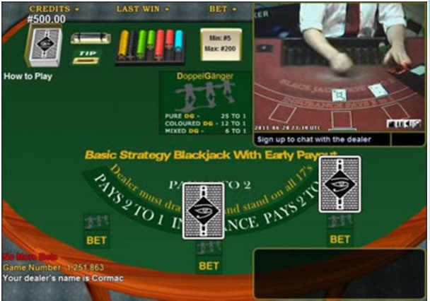 Live Blackjack with early Payouts game play