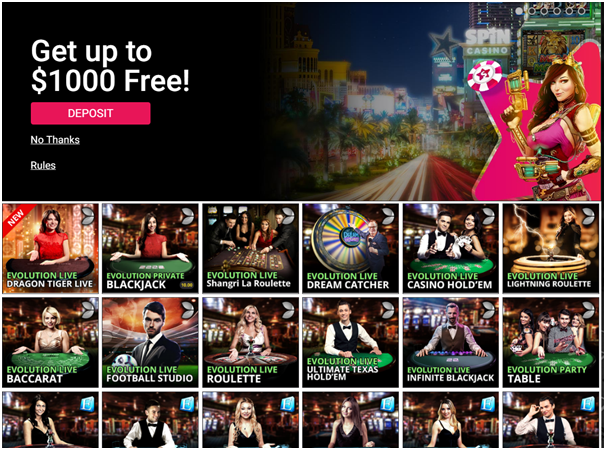 Live games at Spin Casino