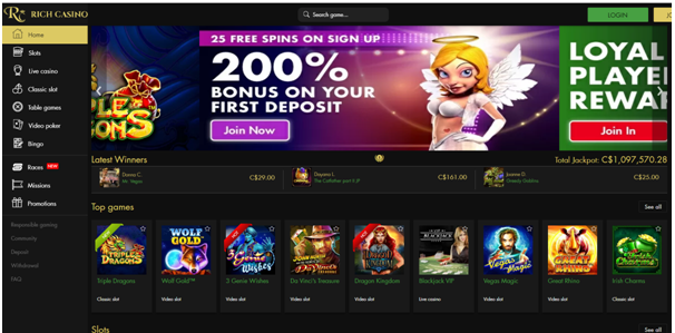 Rich Casino CAD Live Casino