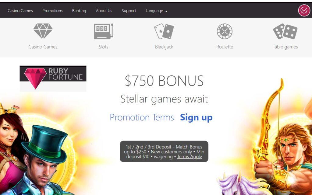 Ruby Fortune Casino Canada Welcome Bonus