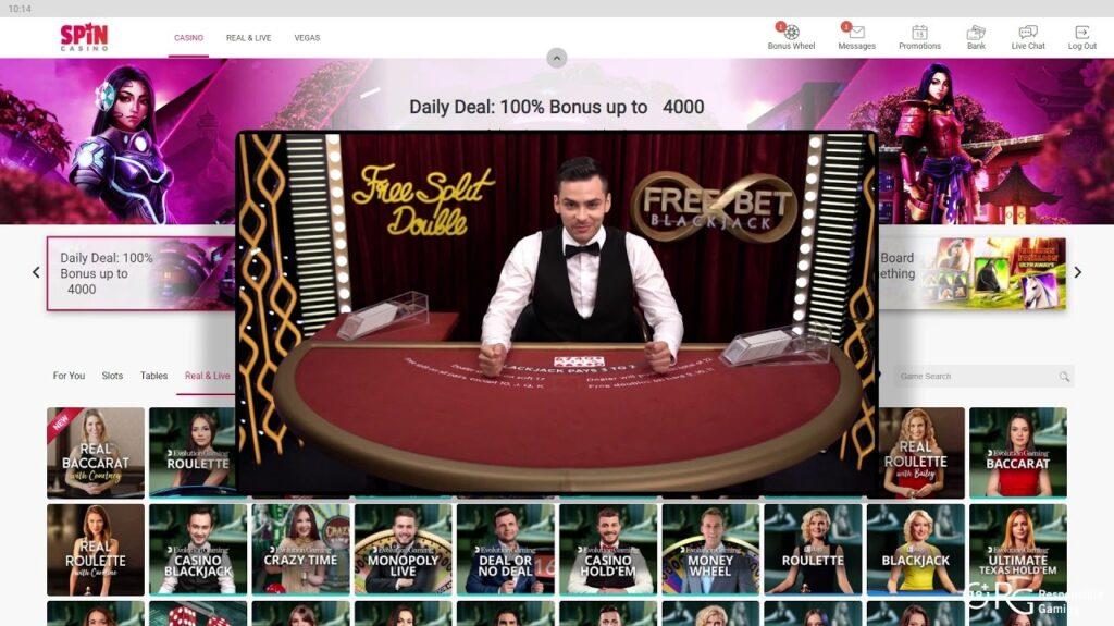 Spin Casino Live dealer game in progress