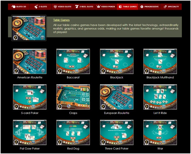 Table Games at online casinos
