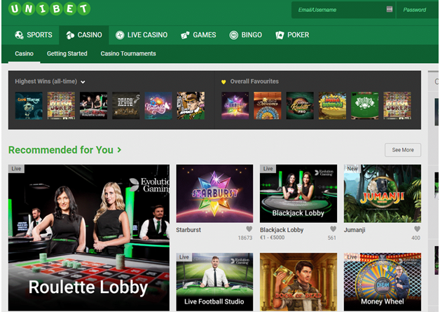 Unibet casino live