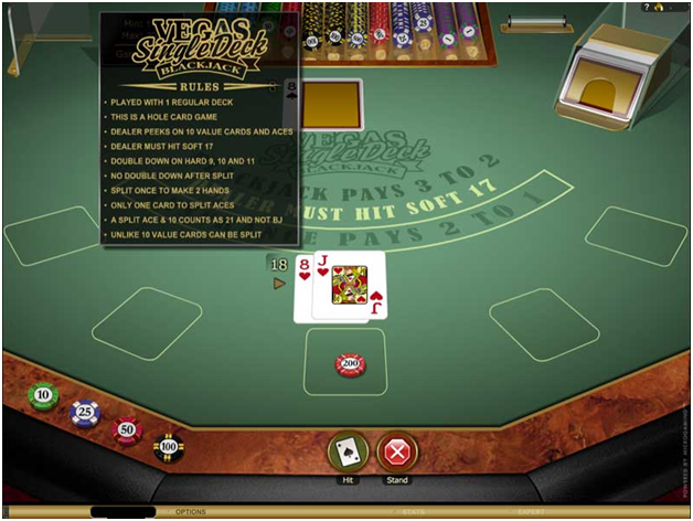 Vegas Single Deck Blackjack From Microgaming